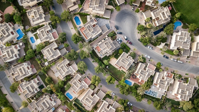 aerial view of houses
