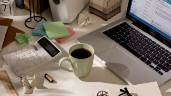 photo of a messy desk