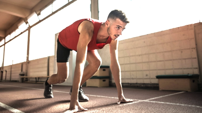 sprinter preparing to start a race